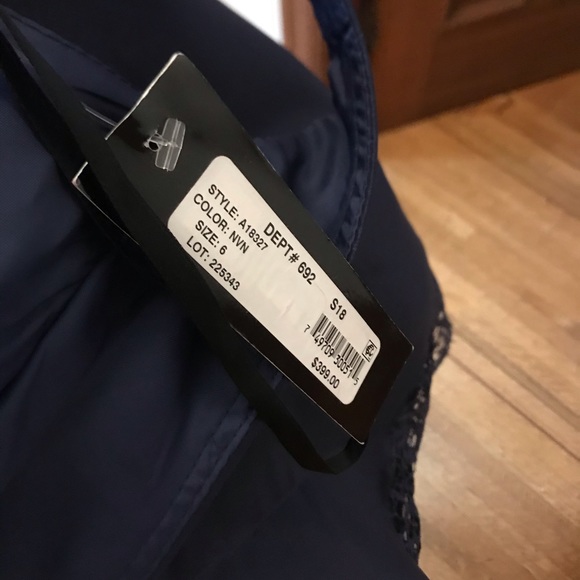 Sapphire blue lace and satin look high low - Picture 7 of 12